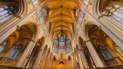 Naklejka premium Majestic Cathedral with Detailed Architectural Features