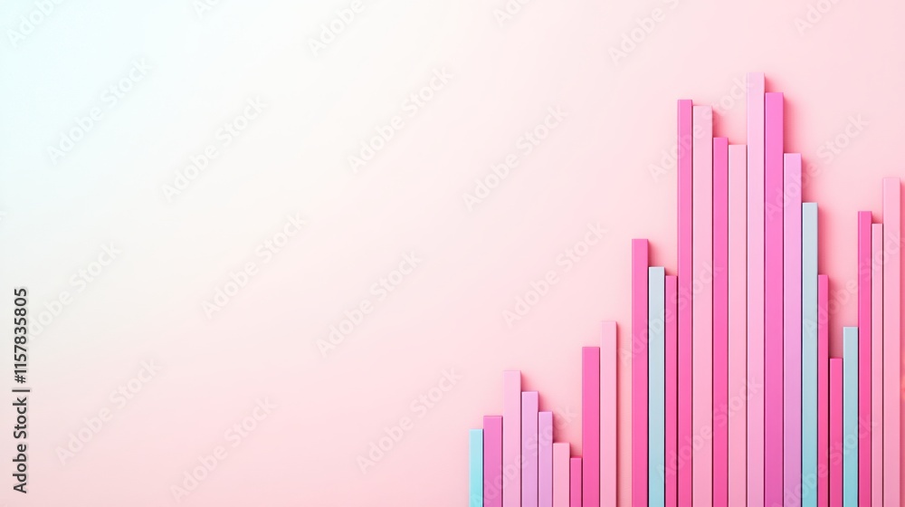 Aufkleber abstract colorful bar graph on soft pink background for business visualization