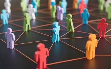 Closeup of Figurines in Connected Network