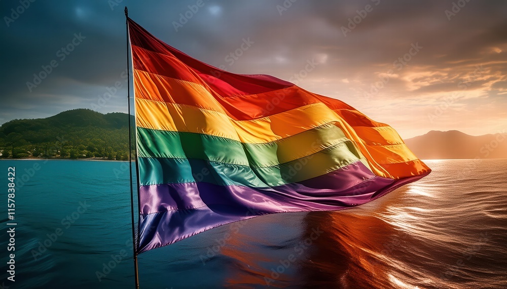 Poster vibrant rainbow flag symbolizing diversity and inclusion a colorful representation of lgbtq pride an
