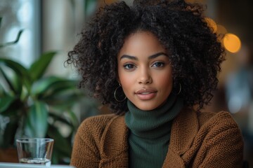 A young, self-assured African American psychoanalyst sits at a desk, conversing with a patient via an online psychological session on a laptop.