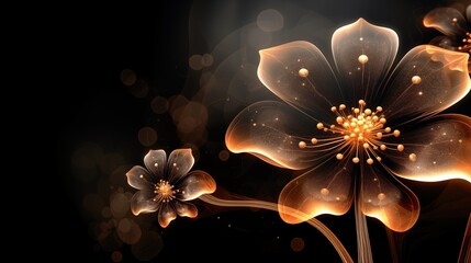 Glowing Golden Flowers in a Mystical Nighttime