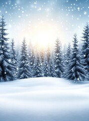 Fototapeta premium Forest bathed in frost. A winter scene. Trees enveloped in snow