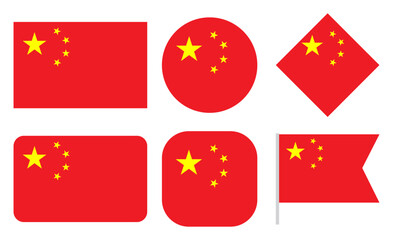 China Flags Collection with Rectangle Circle and Rhombus Shape