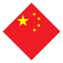 Rhombus China Flag with Red Color and Five Yellow Star