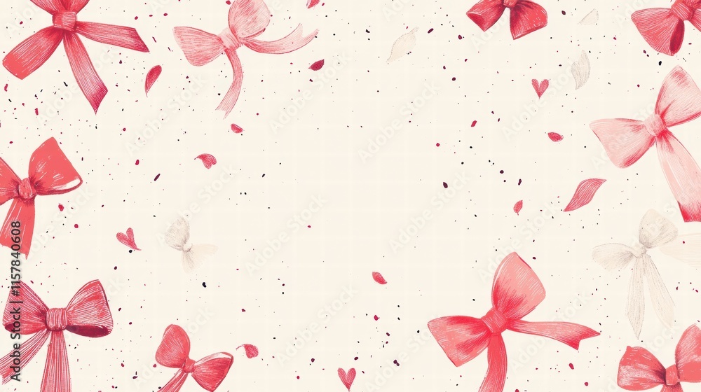Aufkleber Whimsical hand drawn Valentines Day design featuring playful bows and ample space for custom text. Generative AI