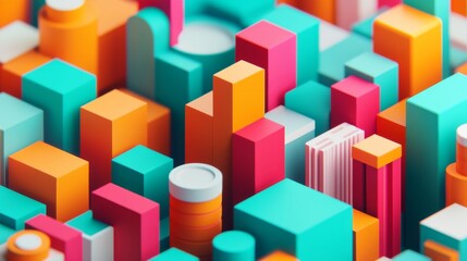 Vibrant Abstract Cityscape in Bold Colors