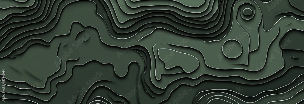 Poster gray topographic line contour map with a geographic grid overlay