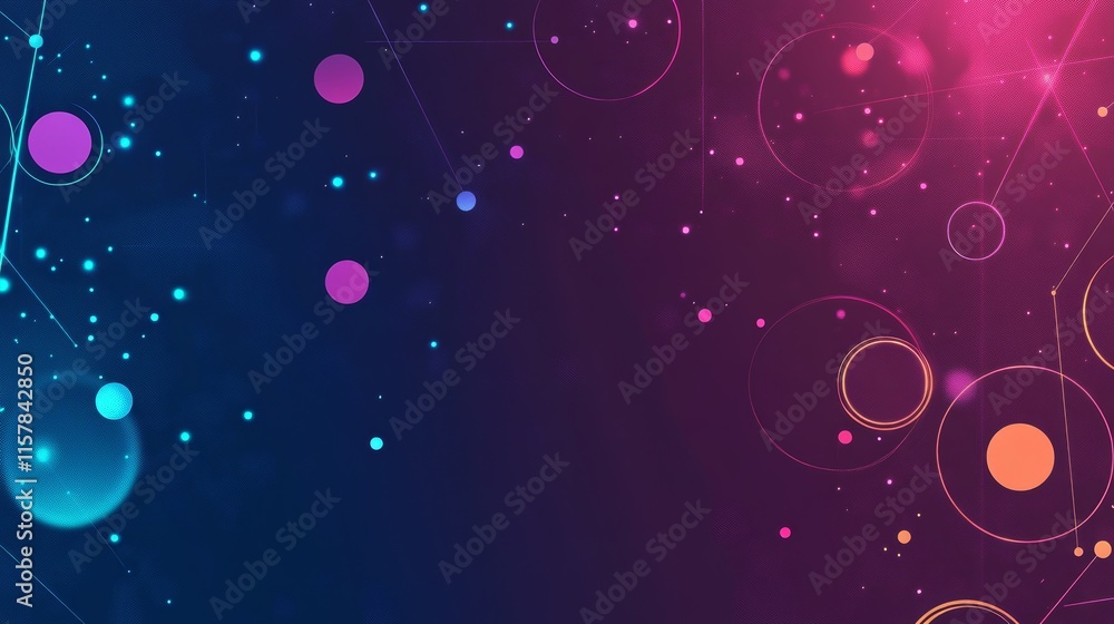 Poster abstract background with glowing circles and particles