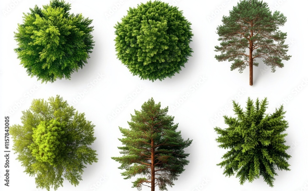 Poster modern abstract watercolor tree top view isolated on a white background for landscape plan and archi