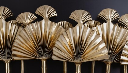 Seamless Golden Art Deco Palm Fan or Shell Line Pattern Vintage Abstract Geometric Arch Design for Elegant Home Decor and Fashion Inspiration
