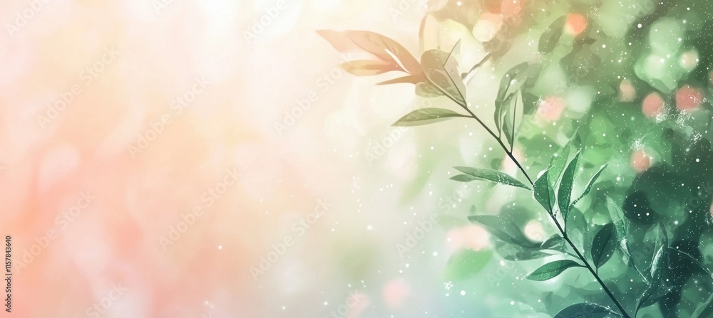 Poster soft serene abstract spring background with watercolor gradient and light sparkles