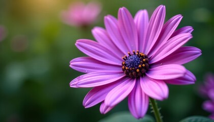 Obraz premium Delicate petals unfurl on a majestic purple daisy, flowers, daisy, close-up