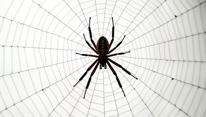 Obraz premium Spider web with spider on transparent background. Intricate spider web pattern. Detailed spider silhouette. Perfect for Halloween horror theme. Suitable for educational purposes. Creative design for