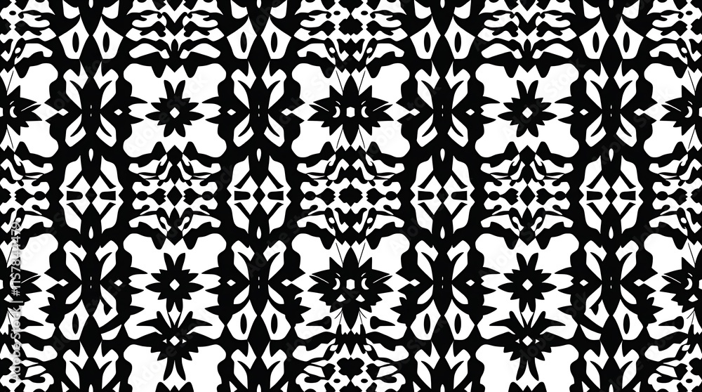 Aufkleber abstract geometric pattern: black and white monochrome geometric pattern with intricate details and 