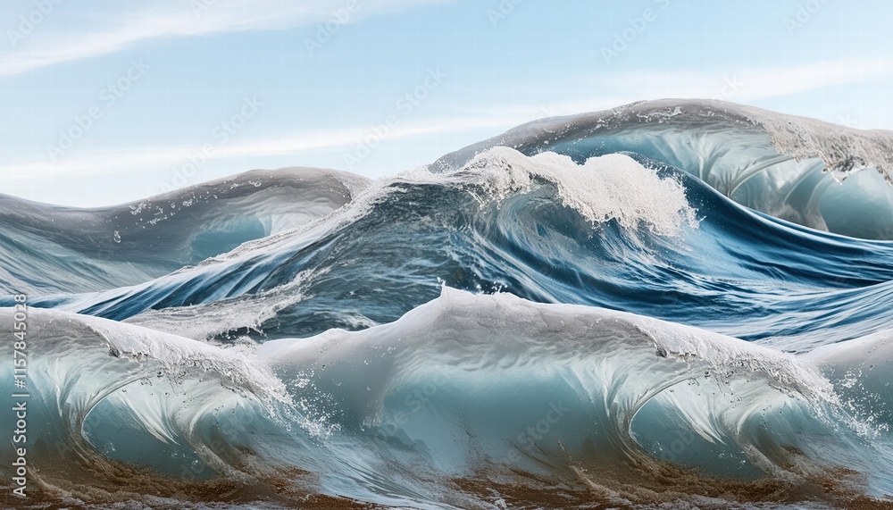 Poster shimmering oceanic dreams an abstract futuristic d texture of waves frozen in time, capturing the es