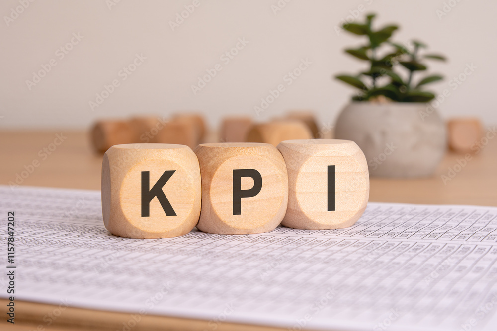 Aufkleber kpi wooden blocks are key tools for business metrics and performance measurement