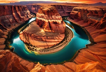 breathtaking aerial view colorful vibrant canyon landscape showcasing striking earth tones natural formations, rock, nature, cliffs, scenery, altitude