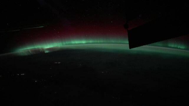 Aurora Borealis over Canada. As seen from the International Space Station. Elements of this image furnished by NASA.