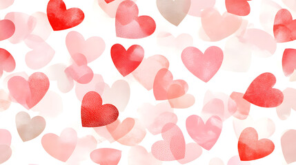Whimsical design featuring multiple heart shapes in red and pink hues, perfect for romantic themes