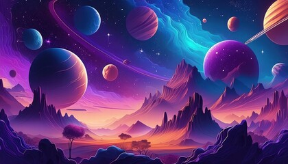 Celestial Dreams A Surreal Fantasy Cosmos with Vibrant Nebulae, Enigmatic Planets, and Dazzling Stars Illuminating the Infinite Universe