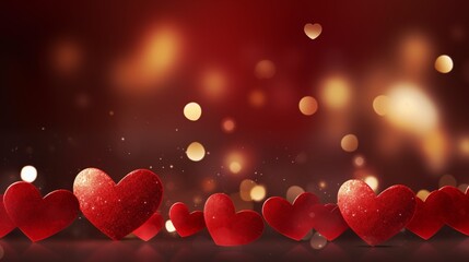 Glittering Red Hearts With Bokeh Lights for Valentine's Day