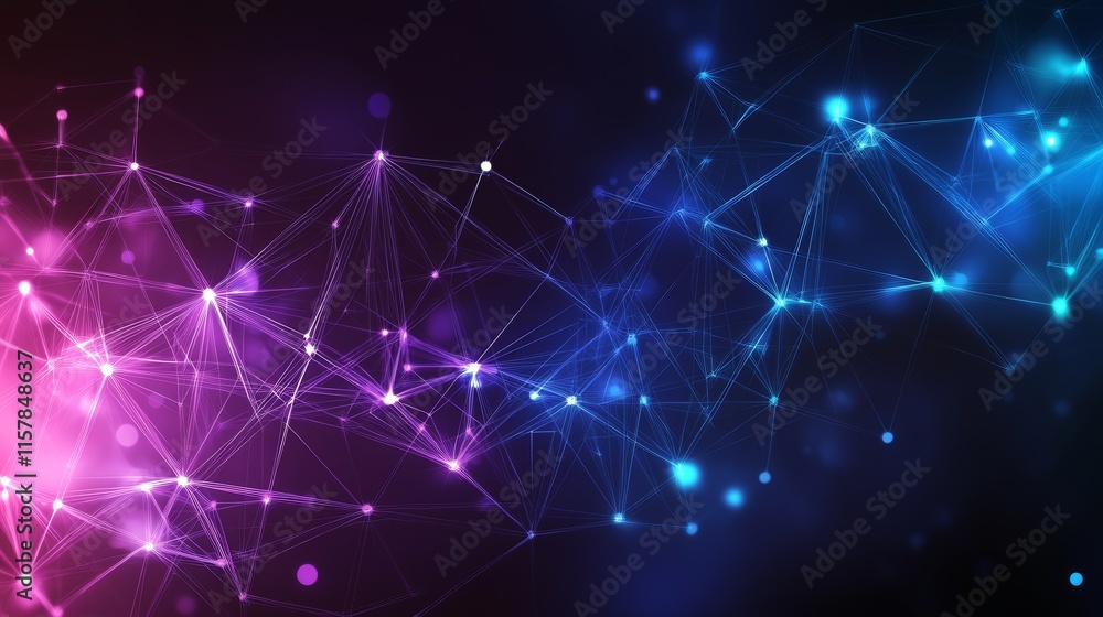 Poster futuristic digital network connection concept. abstract background with glowing lines and nodes.