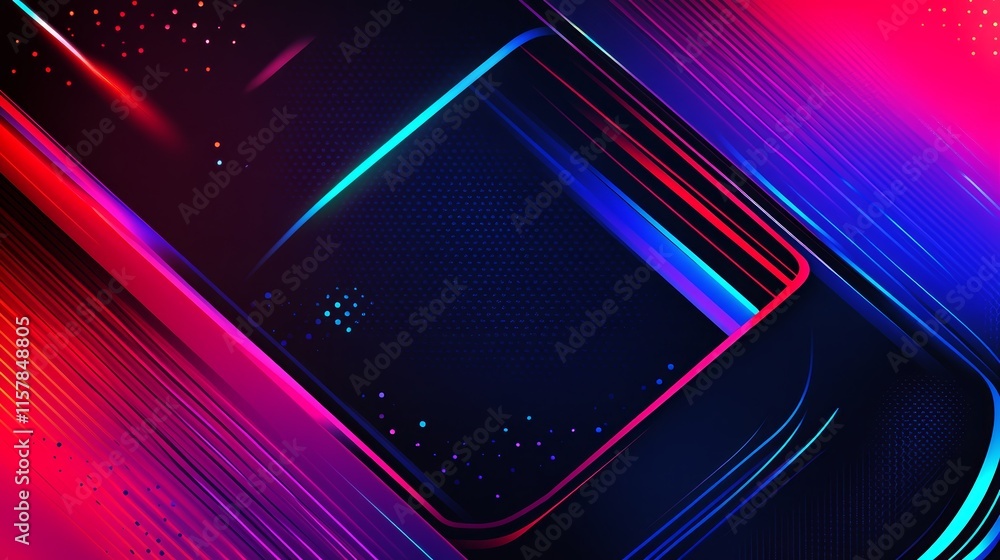 Poster abstract neon lines and shapes background
