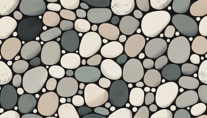 Seamless Pebble Pattern with Uneven Shapes on Black Background