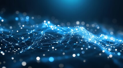 Abstract blue glowing network, digital connections concept