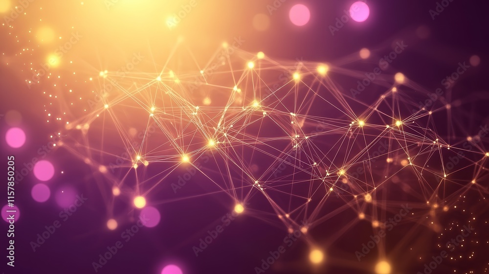 Poster abstract network connection glowing in dark background