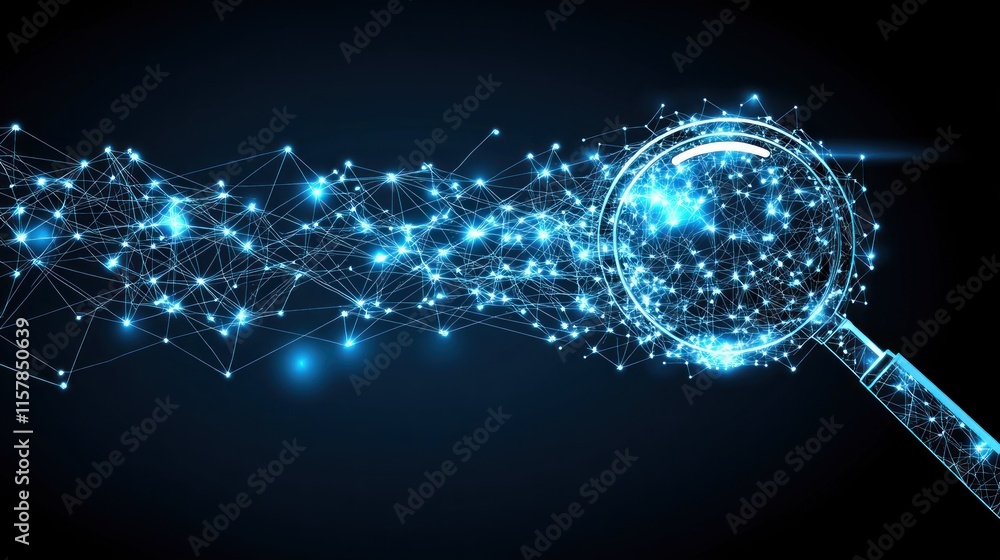 Aufkleber abstract magnifying glass exploring data network