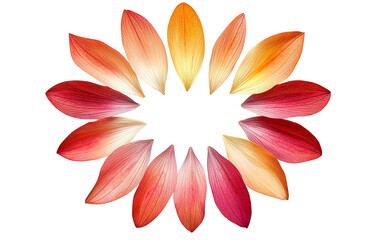 Fototapeta premium Vibrant Flower Petals in Circular Arrangement Isolated on transparent background