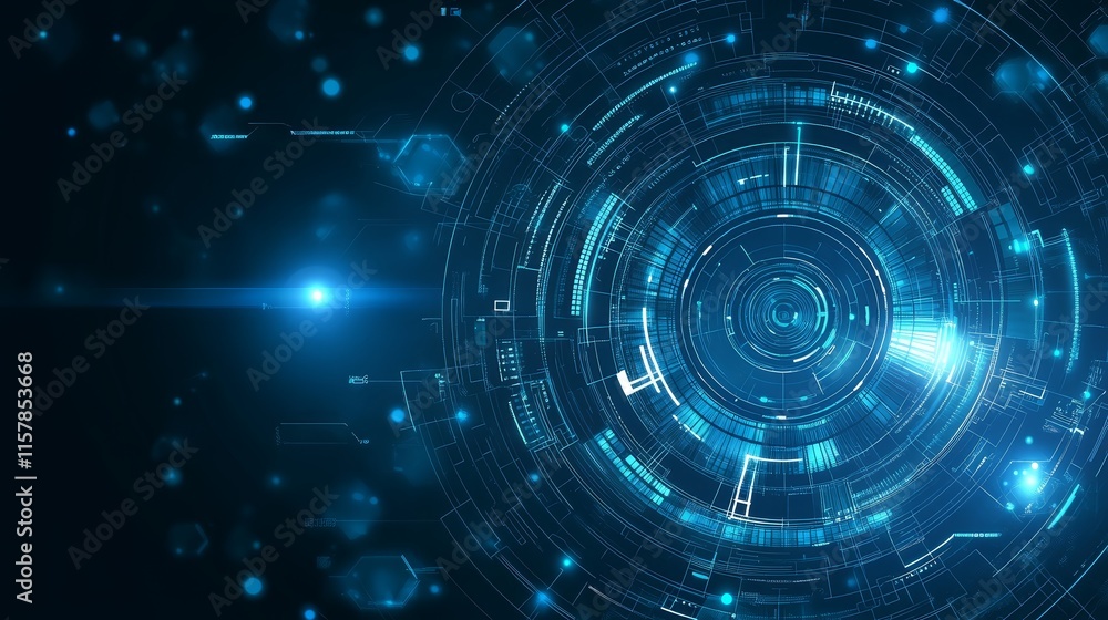 Aufkleber abstract technology background with glowing blue circles and lines.