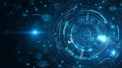 Obraz premium Abstract technology background with glowing blue circles and lines.