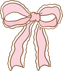 Cute coquette aesthetic pink bows in vintage ribbon style collection.