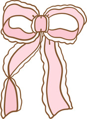 Cute coquette aesthetic pink bows in vintage ribbon style collection.