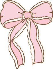 Cute coquette aesthetic pink bows in vintage ribbon style collection.