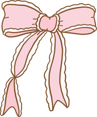 Cute coquette aesthetic pink bows in vintage ribbon style collection.