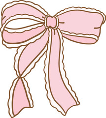 Cute coquette aesthetic pink bows in vintage ribbon style collection.