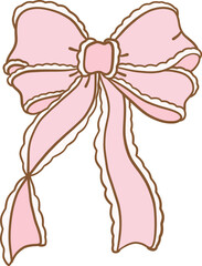 Cute coquette aesthetic pink bows in vintage ribbon style collection.