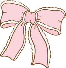 Cute coquette aesthetic pink bows in vintage ribbon style collection.