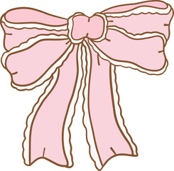 Cute coquette aesthetic pink bows in vintage ribbon style collection.