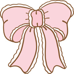 Cute coquette aesthetic pink bows in vintage ribbon style collection.
