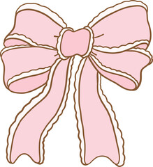 Cute coquette aesthetic pink bows in vintage ribbon style collection.