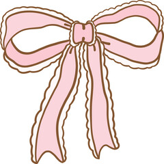 Cute coquette aesthetic pink bows in vintage ribbon style collection.