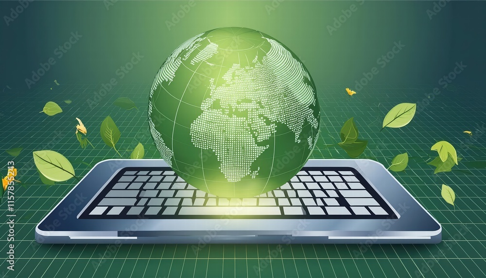 Aufkleber embracing nature with technology a laptop keyboard featuring a green globe symbolizing efficient inn