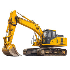 Powerful Yellow Excavator  Heavy Construction Machinery  Digger on Tracks