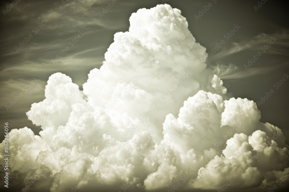 Poster imagine a setting where soft, fluffy white clouds form the background, infused with an abstract text