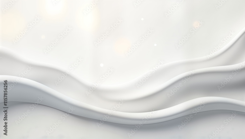 Poster clean white, light gray background with smooth flowing curves. abstract pattern resembling silk fabr